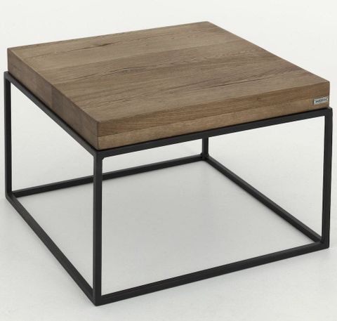 Contemporary Side Table - Urban - Flamant - Oak / Metal Base / Square intended for Contemporary Side Table, Dotted White Metal Base With Square Glass Top